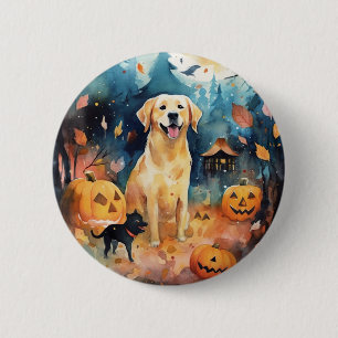 Halloween Fins lup met pompoenen eng Ronde Button 5,7 Cm