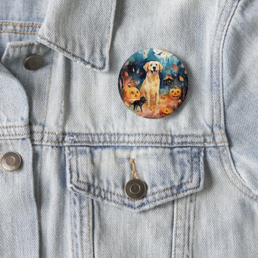 Halloween Fins lup met pompoenen eng Ronde Button 5,7 Cm (In situ)