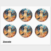 Halloween Fins lup met pompoenen eng Ronde Sticker (Vel)