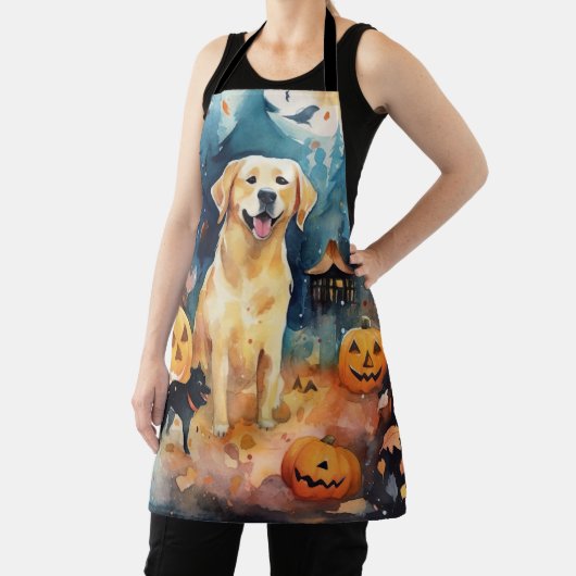 Halloween Fins lup met pompoenen eng Schort (Insitu)