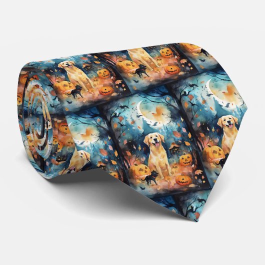 Halloween Fins lup met pompoenen eng Stropdas (Opgerold)