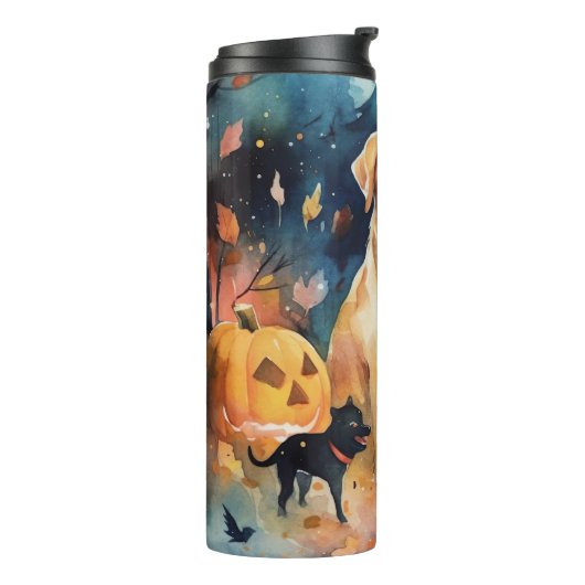 Halloween Fins lup met pompoenen eng Thermosbeker (Gedraaid links)