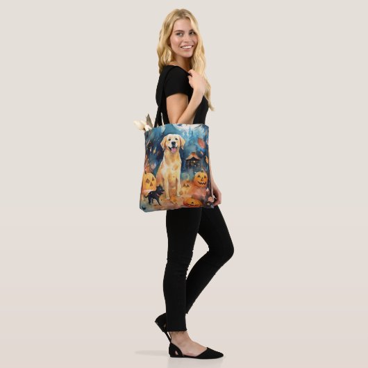 Halloween Fins lup met pompoenen eng Tote Bag (Op model)