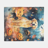 Halloween Finse Lapphond Met Pompoenen Eng  Fleece Deken (Voorkant (Horizontaal))
