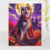 Halloween Finse Lapphund Vampire Pumpkins eng Kaart (Gele Bloem)