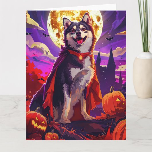 Halloween Finse Lapphund Vampire Pumpkins eng Kaart (Voorkant)