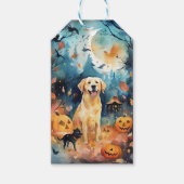 Halloween Finse Lappund Met Pompoenen Eng Cadeaulabel (Voorkant)