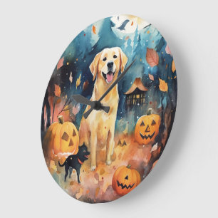 Halloween Finse Lappund Met Pompoenen Eng Grote Klok