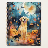 Halloween Finse Lappund Met Pompoenen Engewekkend  Planner (Voorkant)