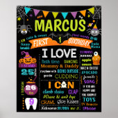 Halloween First Birthday chalkboard-teken Poster (Voorkant)