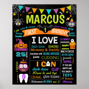 Halloween First Birthday chalkboard-teken Poster