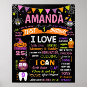Halloween First Birthday chalkboard-tekenmeisje Poster (Voorkant)
