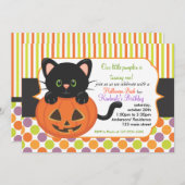 Halloween First Birthday Cute Pumpkin Cat Kaart (Voorkant / Achterkant)