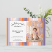 Halloween First Birthday Invitation | Cute Pumpkin Kaart (Staand voorkant)