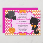 Halloween First Birthday Little Bat, Cat & Pumpkin Kaart (Voorkant / Achterkant)