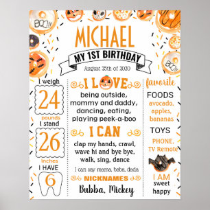 Halloween First Birthday Milestone-teken Poster