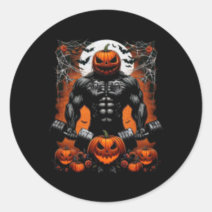 Halloween Fitness Skeleton Workout - Funny Gym Hal Ronde Sticker