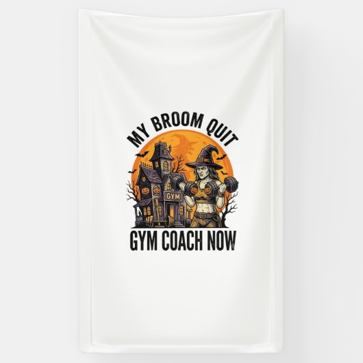 Halloween Fitness Trainer Heks Pompoen Workout Gr Spandoek (Verticaal)