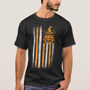 Halloween Flag Pompoen Heks Pet Graphic T - shirts