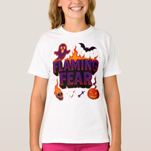 Halloween Flaming Angst Kleding Spooky Outfit T-shirt (Voorkant)