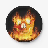 Halloween Flaming Skull Papieren Bordje (Voorkant)