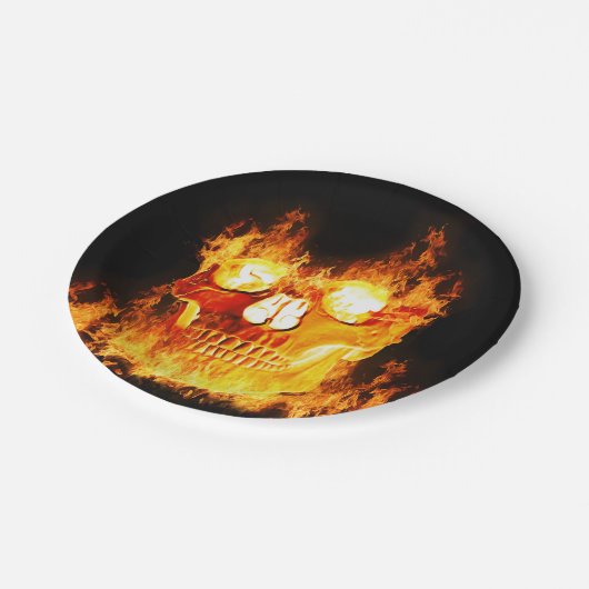 Halloween Flaming Skull Papieren Bordje (Gekanteld)