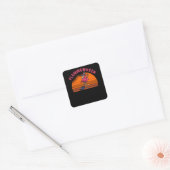 Halloween Flamingo Flamingoween Witch Broom Retro Vierkante Sticker (Envelop)