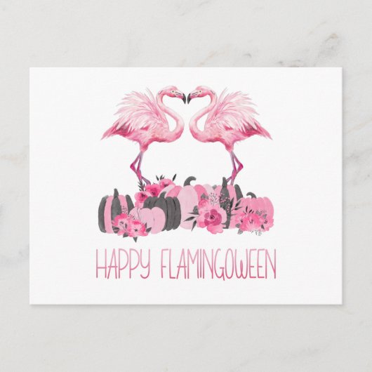 Halloween Flamingo Happy Flamingoween Watercolor Briefkaart (Voorkant)