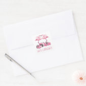 Halloween Flamingo Happy Flamingoween Watercolor Vierkante Sticker (Envelop)