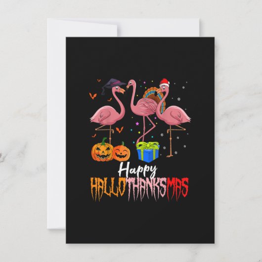 Halloween Flamingo Happy Hanksmas Pumpkin Kaart (Voorkant)