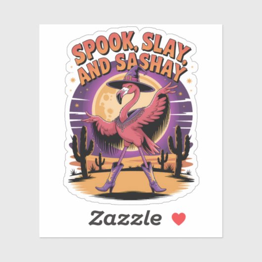 Halloween Flamingo Humor  Sticker (Vel)