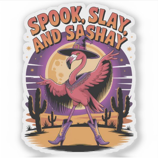 Halloween Flamingo Humor  Sticker (Voorkant)