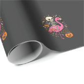 Halloween Flamingo Skelet Snoep Emmer Vector Afbee Cadeaupapier (Rol Hoek)