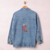 Halloween Flamingo Skelet Snoep Emmer Vector Afbee Denim Jacket (Hangar)