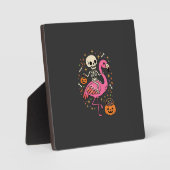 Halloween Flamingo Skelet Snoep Emmer Vector Afbee Fotoplaat (Voorkant)