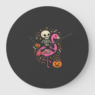 Halloween Flamingo Skelet Snoep Emmer Vector Afbee Grote Klok