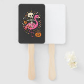 Halloween Flamingo Skelet Snoep Emmer Vector Afbee Handwaaier (Voorkant en achterkant)