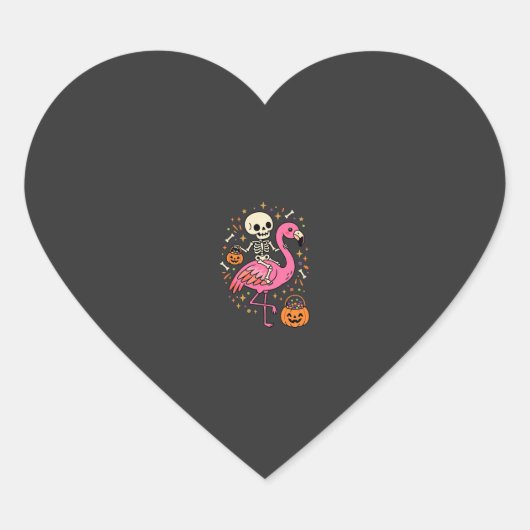 Halloween Flamingo Skelet Snoep Emmer Vector Afbee Hart Sticker (Voorkant)