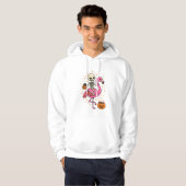 Halloween Flamingo Skelet Snoep Emmer Vector Afbee Hoodie (Voorkant volledig)