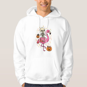 Halloween Flamingo Skelet Snoep Emmer Vector Afbee Hoodie