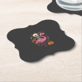 Halloween Flamingo Skelet Snoep Emmer Vector Afbee Kartonnen Onderzetters (Gekanteld)