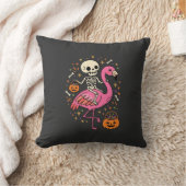 Halloween Flamingo Skelet Snoep Emmer Vector Afbee Kussen (Deken)