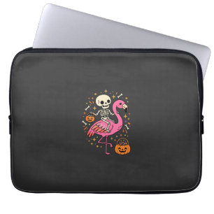 Halloween Flamingo Skelet Snoep Emmer Vector Afbee Laptop Sleeve