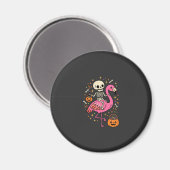 Halloween Flamingo Skelet Snoep Emmer Vector Afbee Magneet (Voorkant / Achterkant)