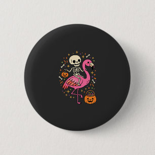 Halloween Flamingo Skelet Snoep Emmer Vector Afbee Ronde Button 5,7 Cm