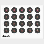 Halloween Flamingo Skelet Snoep Emmer Vector Afbee Ronde Sticker (Vel)