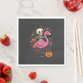 Halloween Flamingo Skelet Snoep Emmer Vector Afbee Servet (Insitu)