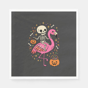 Halloween Flamingo Skelet Snoep Emmer Vector Afbee Servet