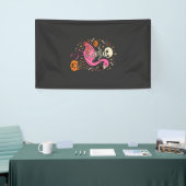 Halloween Flamingo Skelet Snoep Emmer Vector Afbee Spandoek (Beurs)
