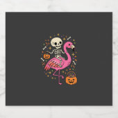 Halloween Flamingo Skelet Snoep Emmer Vector Afbee Sparkling Wijnetiket (Enkel label)